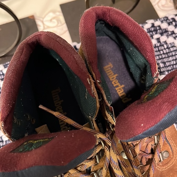 Timberland Mid Lace Up Brown Suede Navy Trim - Picture 11 of 12